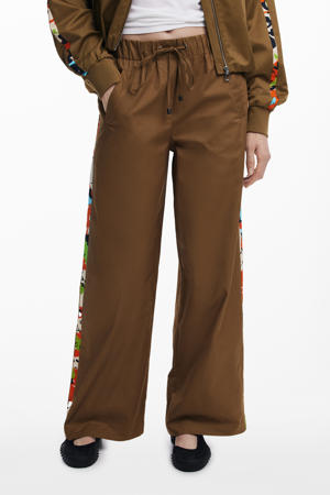wide leg regular waist pantalon bruin