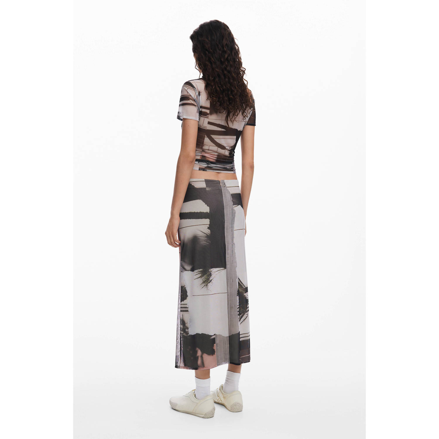 Desigual midi rok ecru
