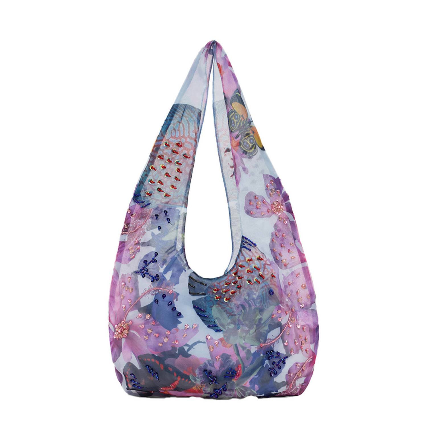 Desigual schoudertas met all over print paars