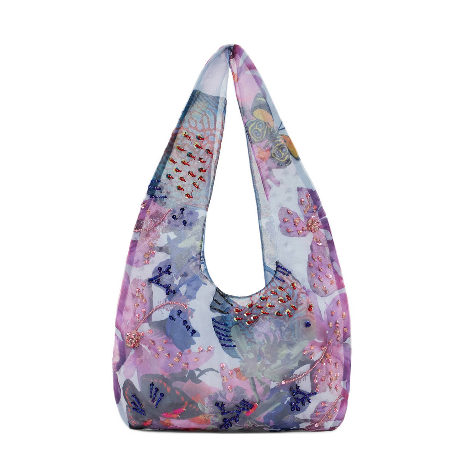 Desigual schoudertas met all over print paars