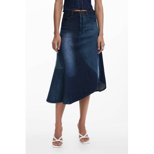 Desigual midi rok medium blue denim afbeelding