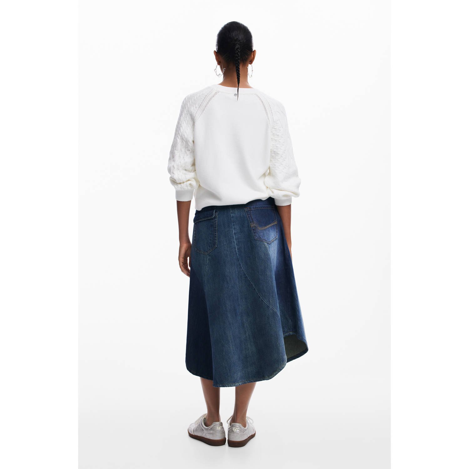 Desigual midi rok medium blue denim