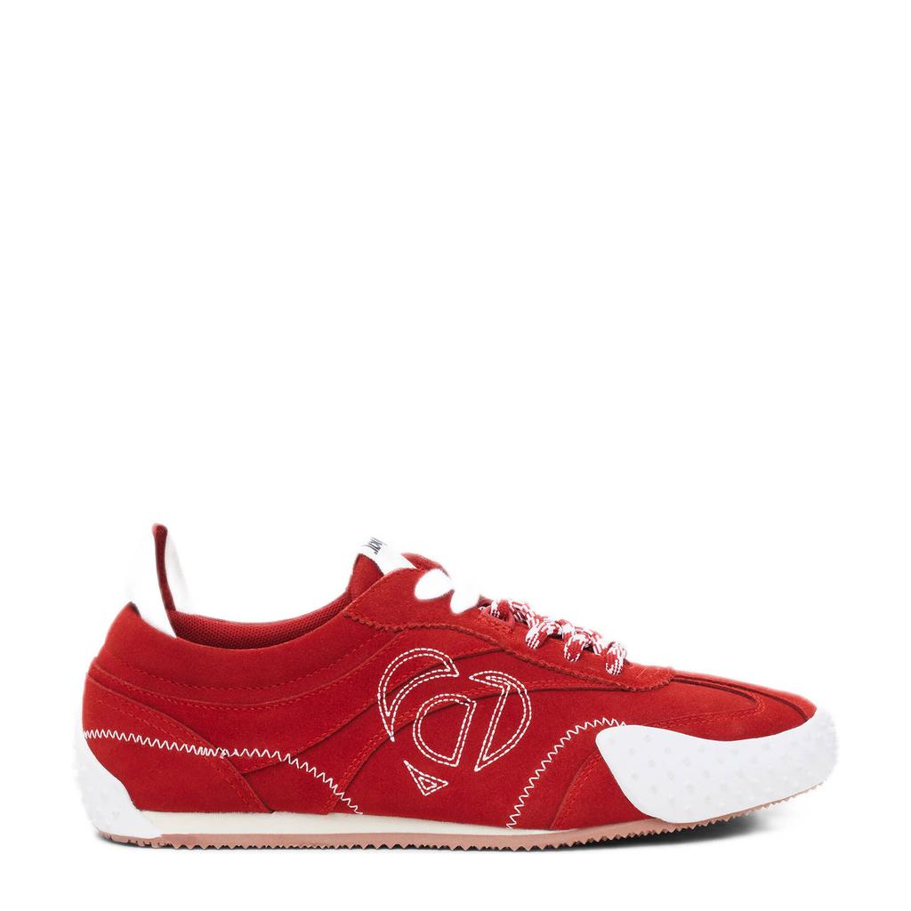 Rode dames Desigual suède sneakers van 100% rundleer met veters