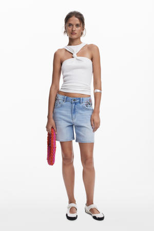 denim regular waist short light blue denim