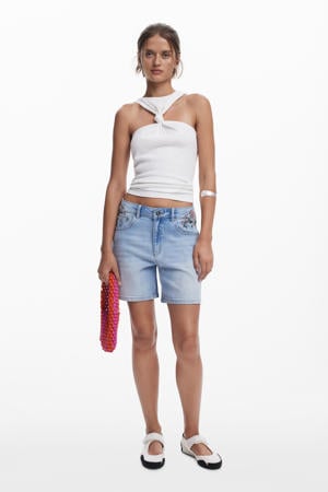 denim regular waist short light blue denim
