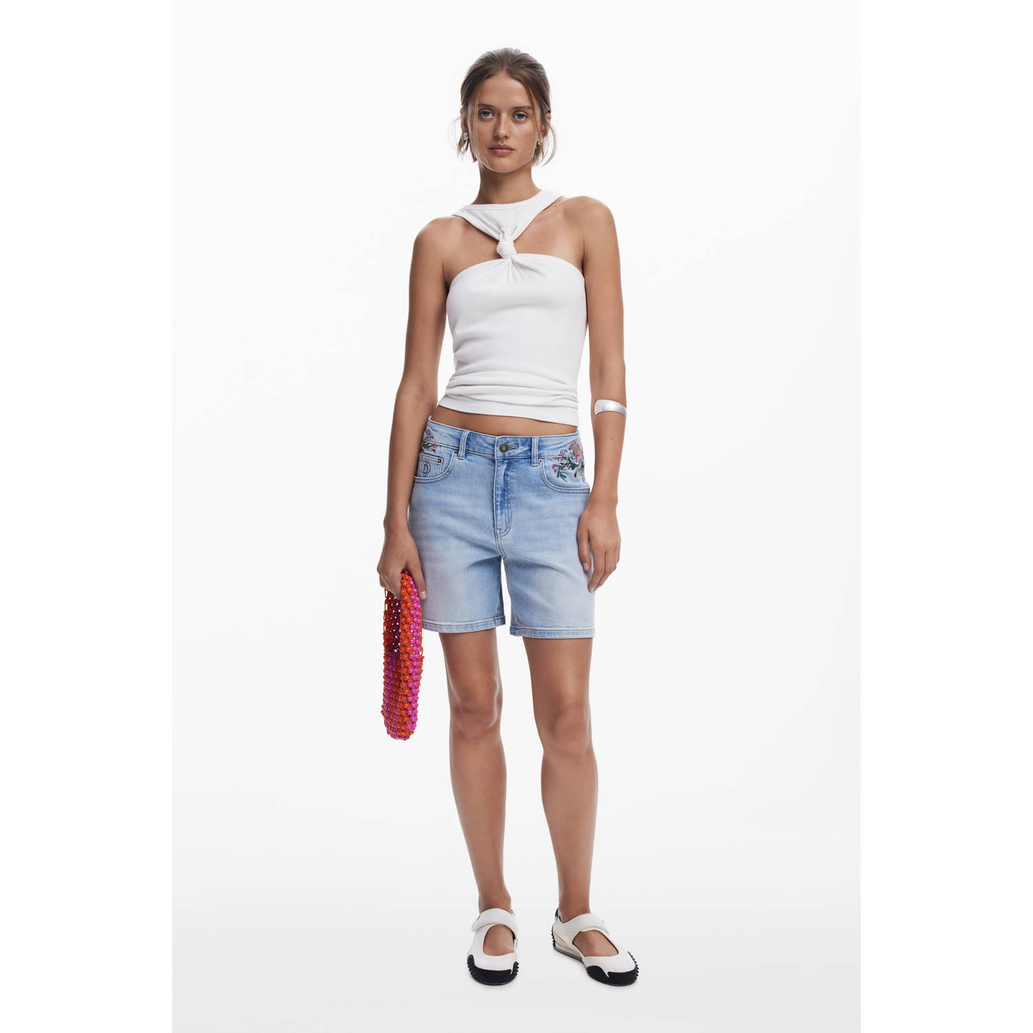 Desigual denim regular waist short light blue denim