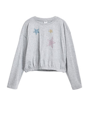 sweater grijs melange met glitter
