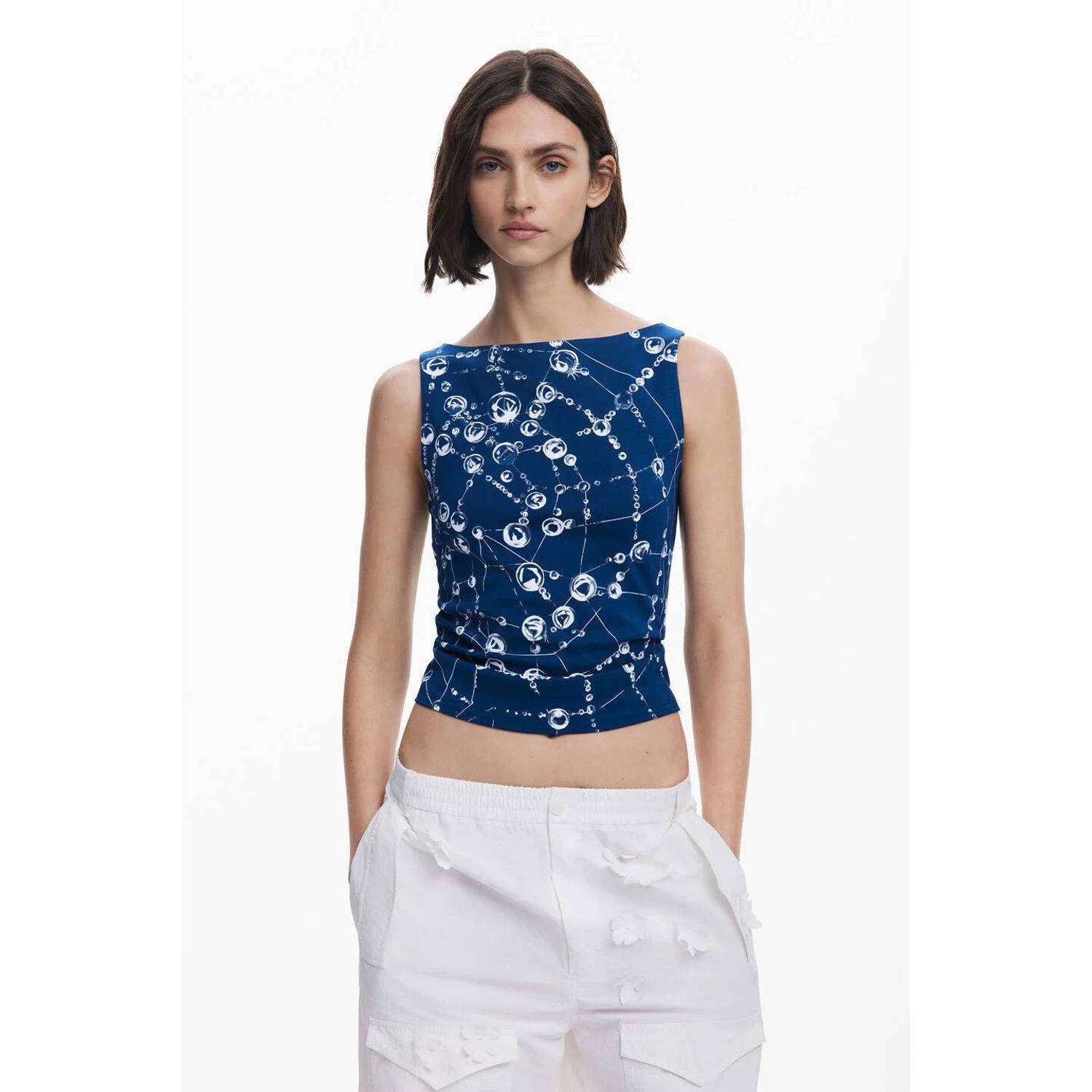 Desigual cropped top donkerblauw