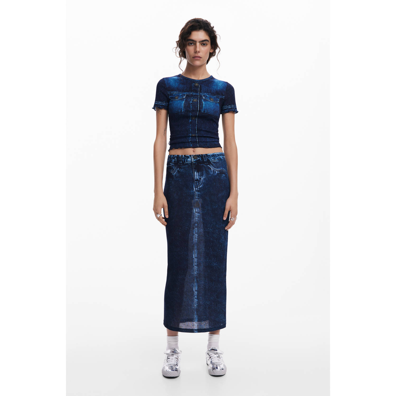 Desigual spijkerrok dark blue denim