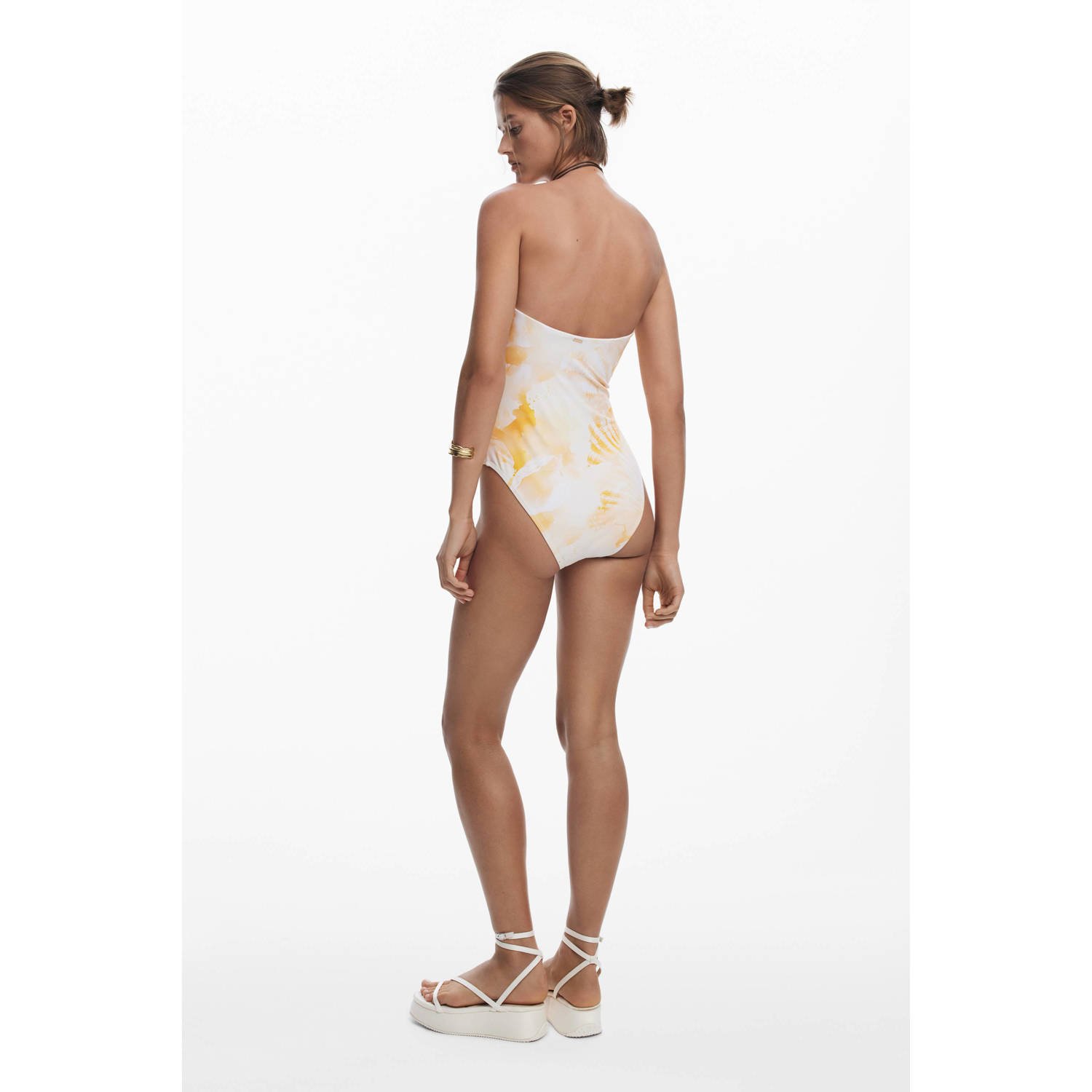 Desigual strapless badpak wit geel