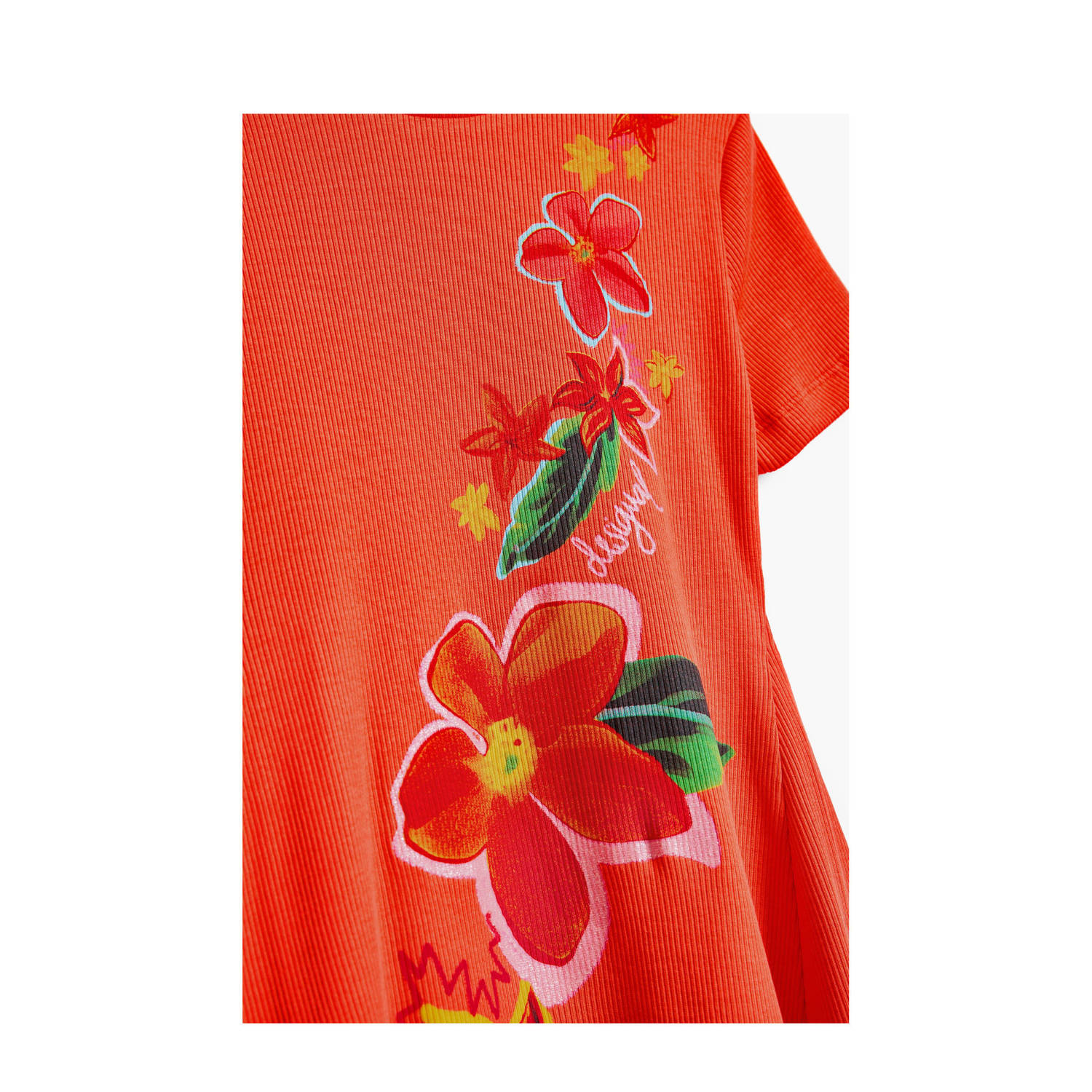 Desigual korte jurk rib gebreid rood