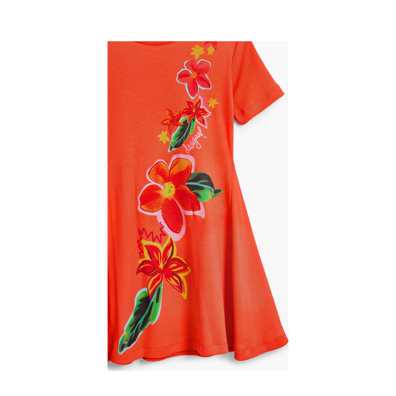 Desigual korte jurk rib gebreid rood