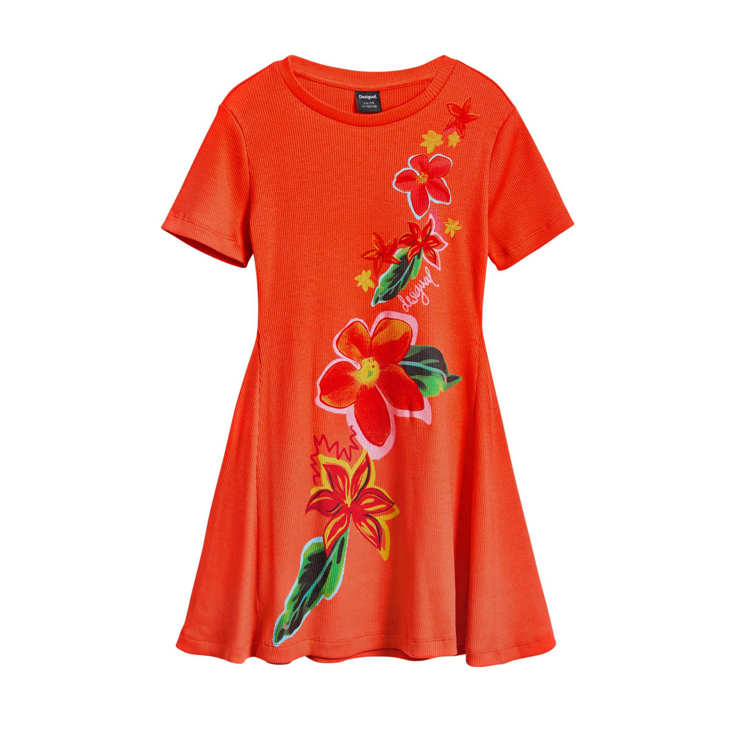 Desigual korte jurk rib gebreid rood