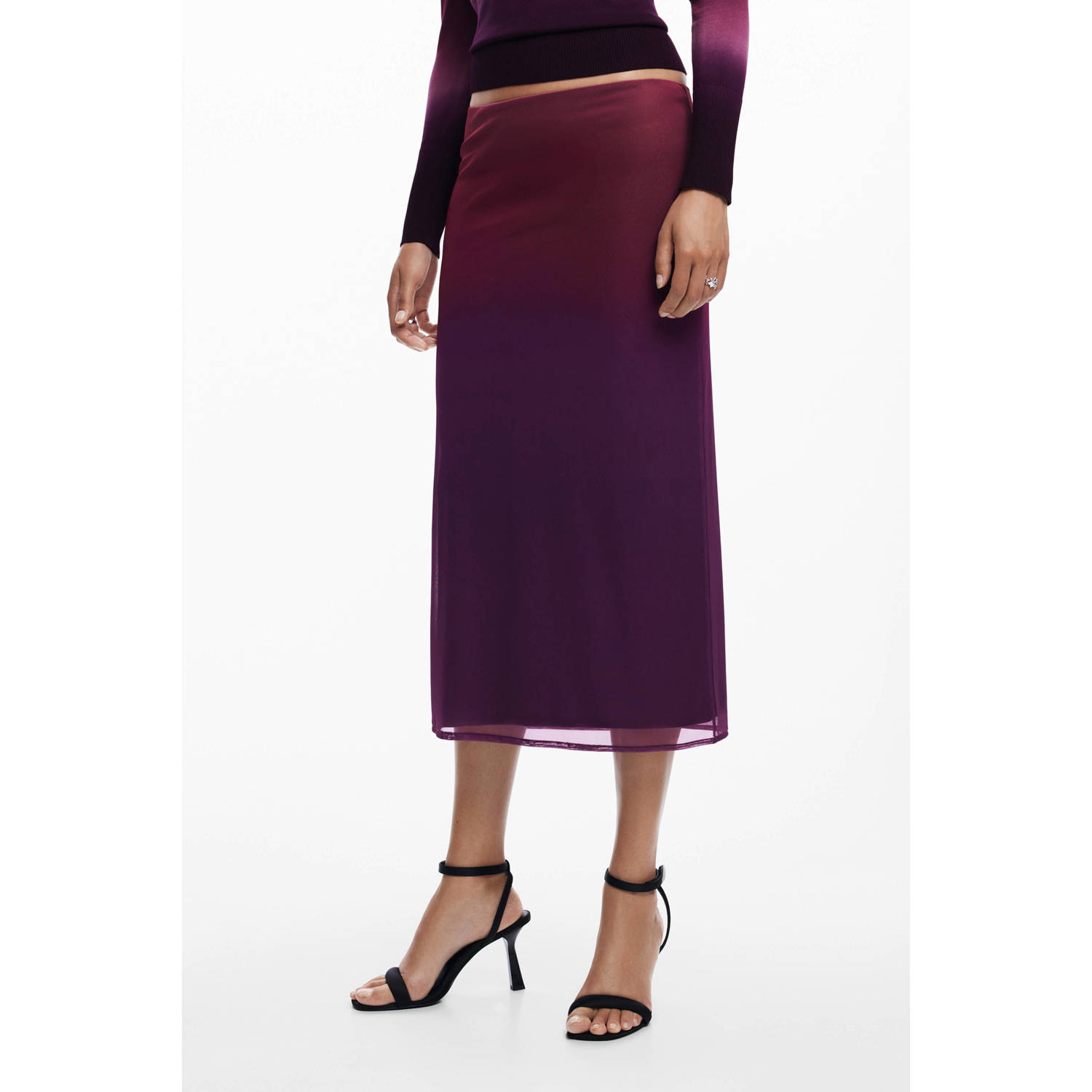Desigual midi rok rood