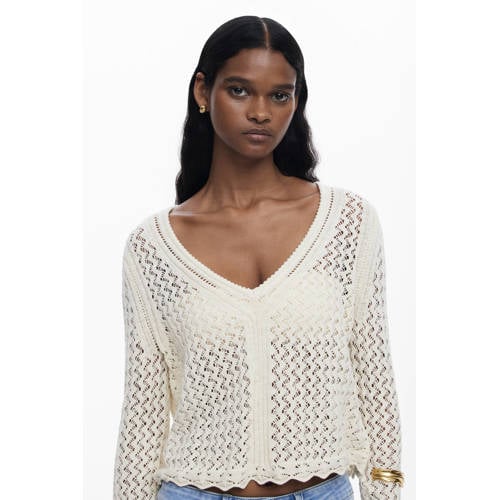 Desigual top ecru gehaakt afbeelding