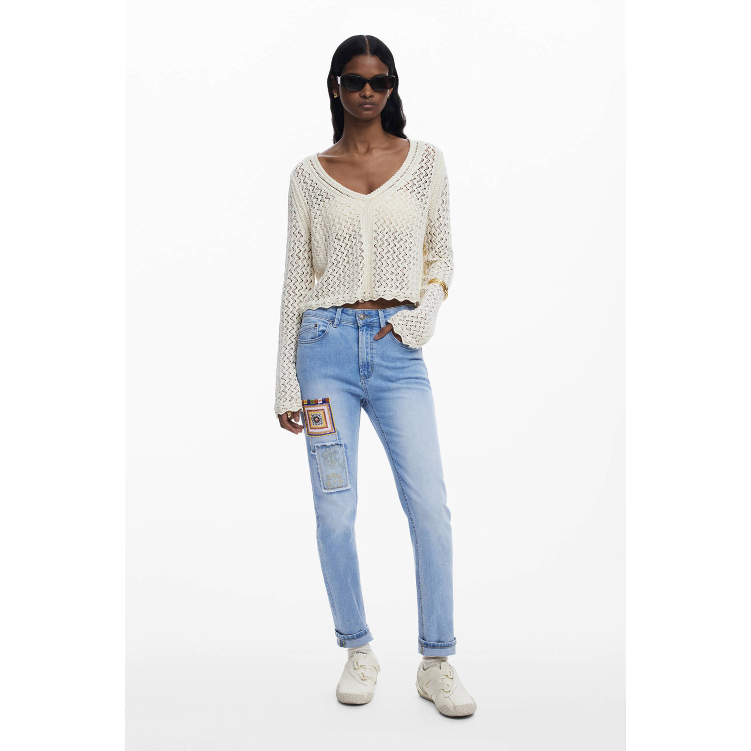Desigual top ecru gehaakt