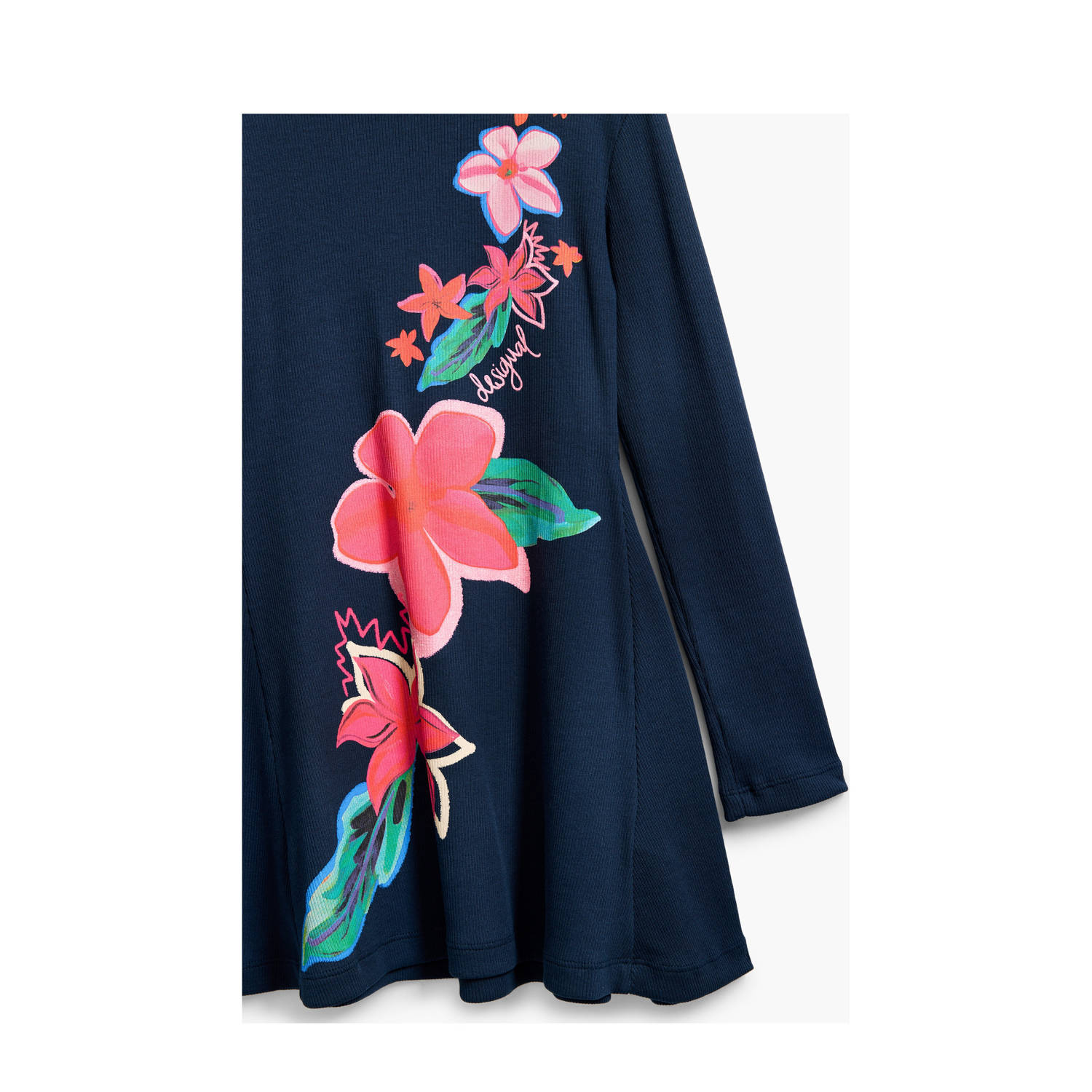 Desigual korte jurk rib gebreid donkerblauw