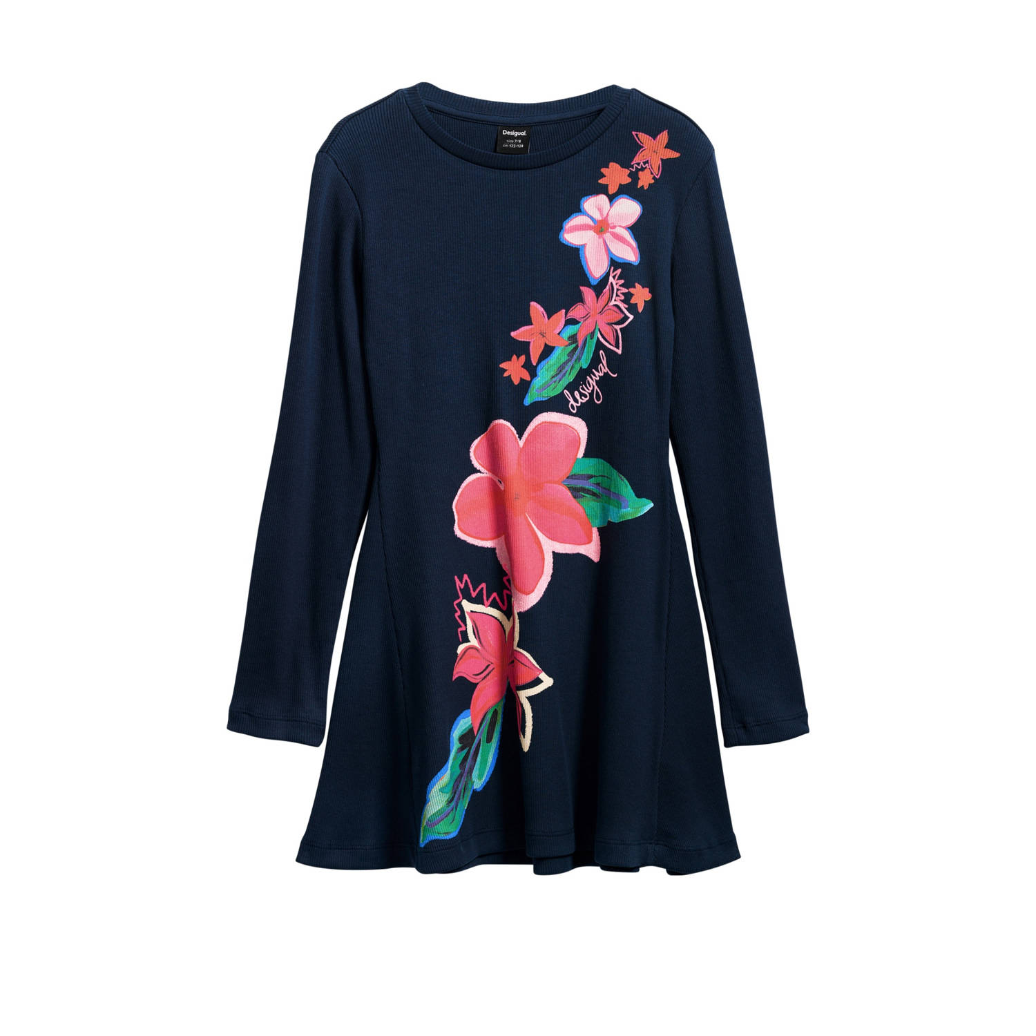 Desigual korte jurk rib gebreid donkerblauw