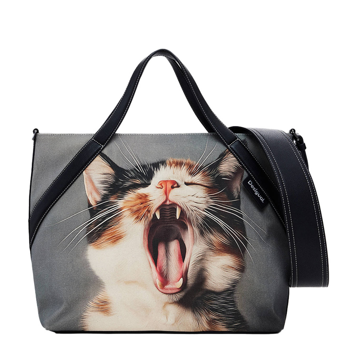 Desigual shopper met dierenprint zwart
