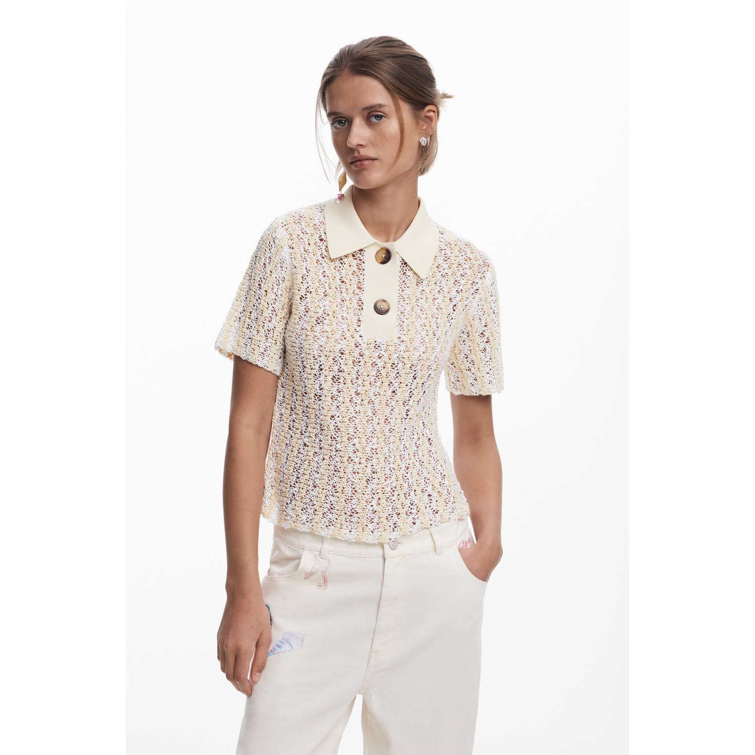 Desigual gehaakte top ecru