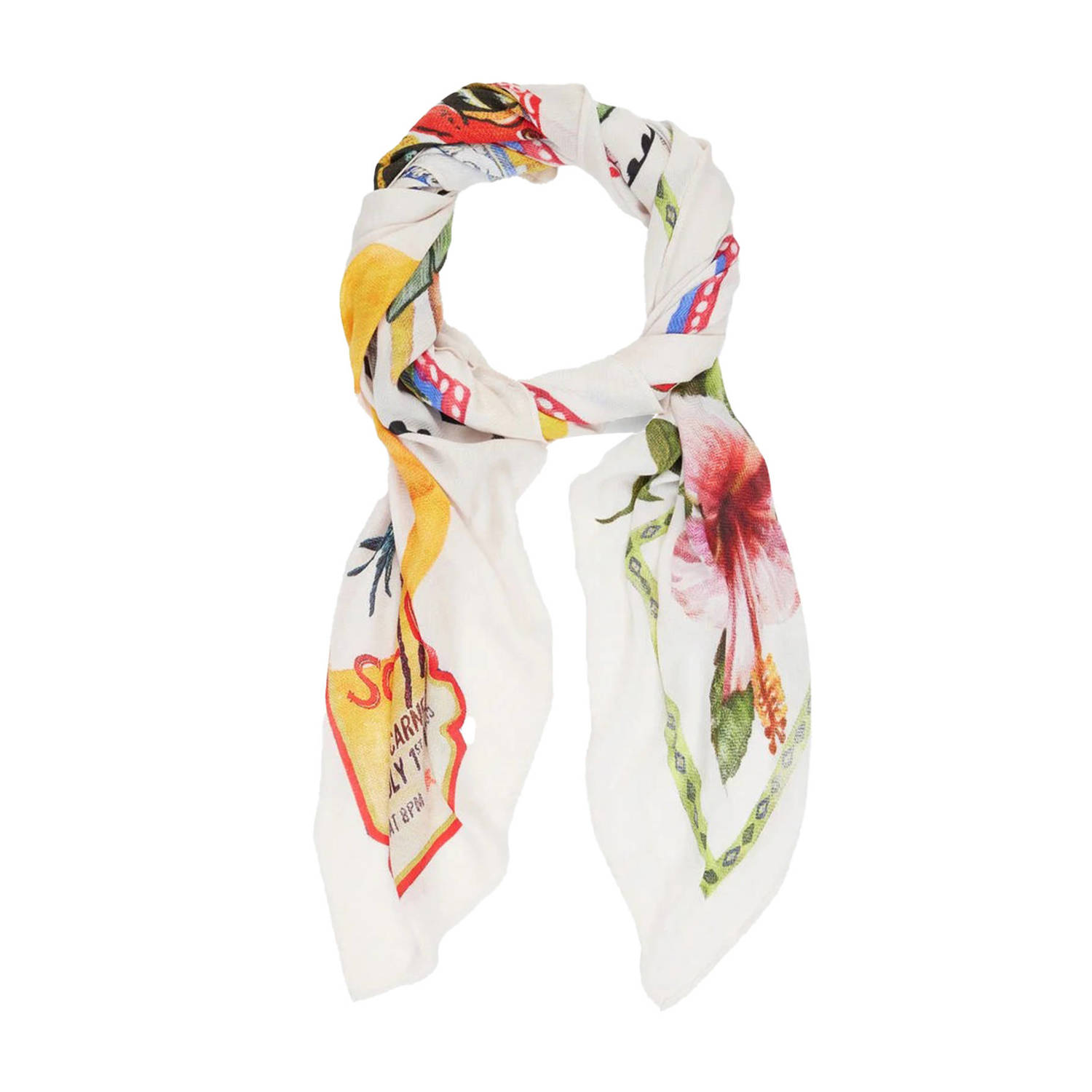 Desigual sjaal met all over print ecru