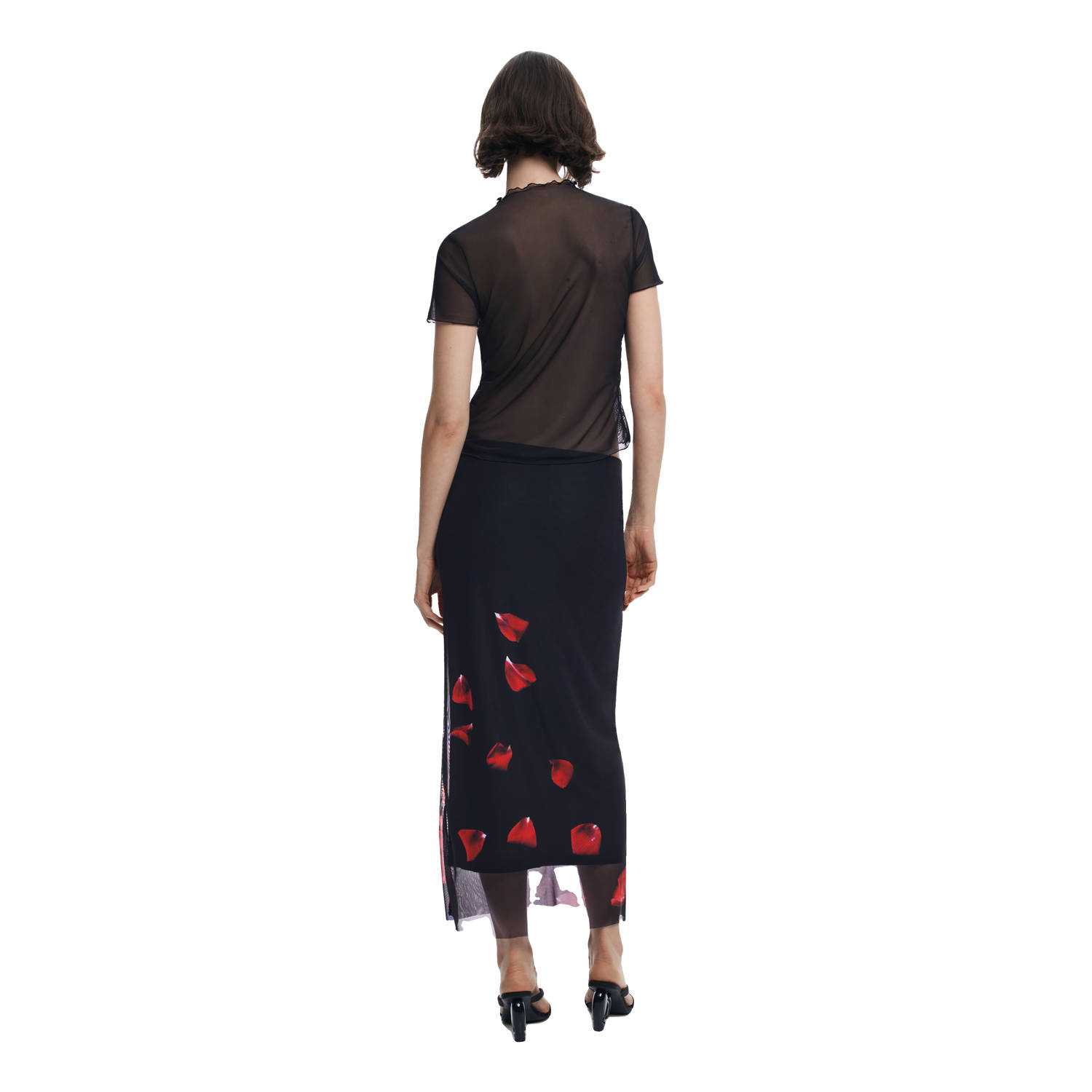Desigual mesh midi rok zwart