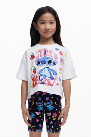 Lilo & Stitch T-shirt wit met glitter
