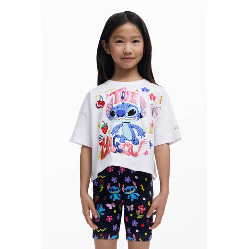 Desigual Lilo & Stitch T-shirt wit met glitter afbeelding