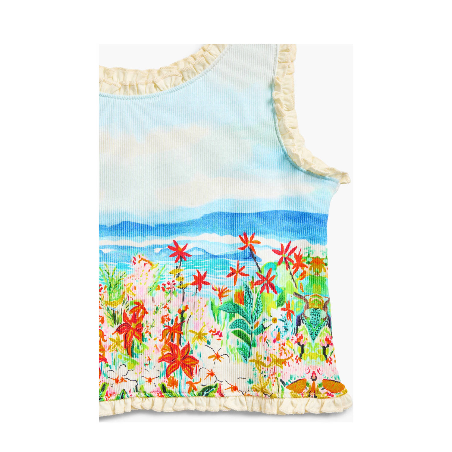 Desigual mouwloze top multi rib gebreid