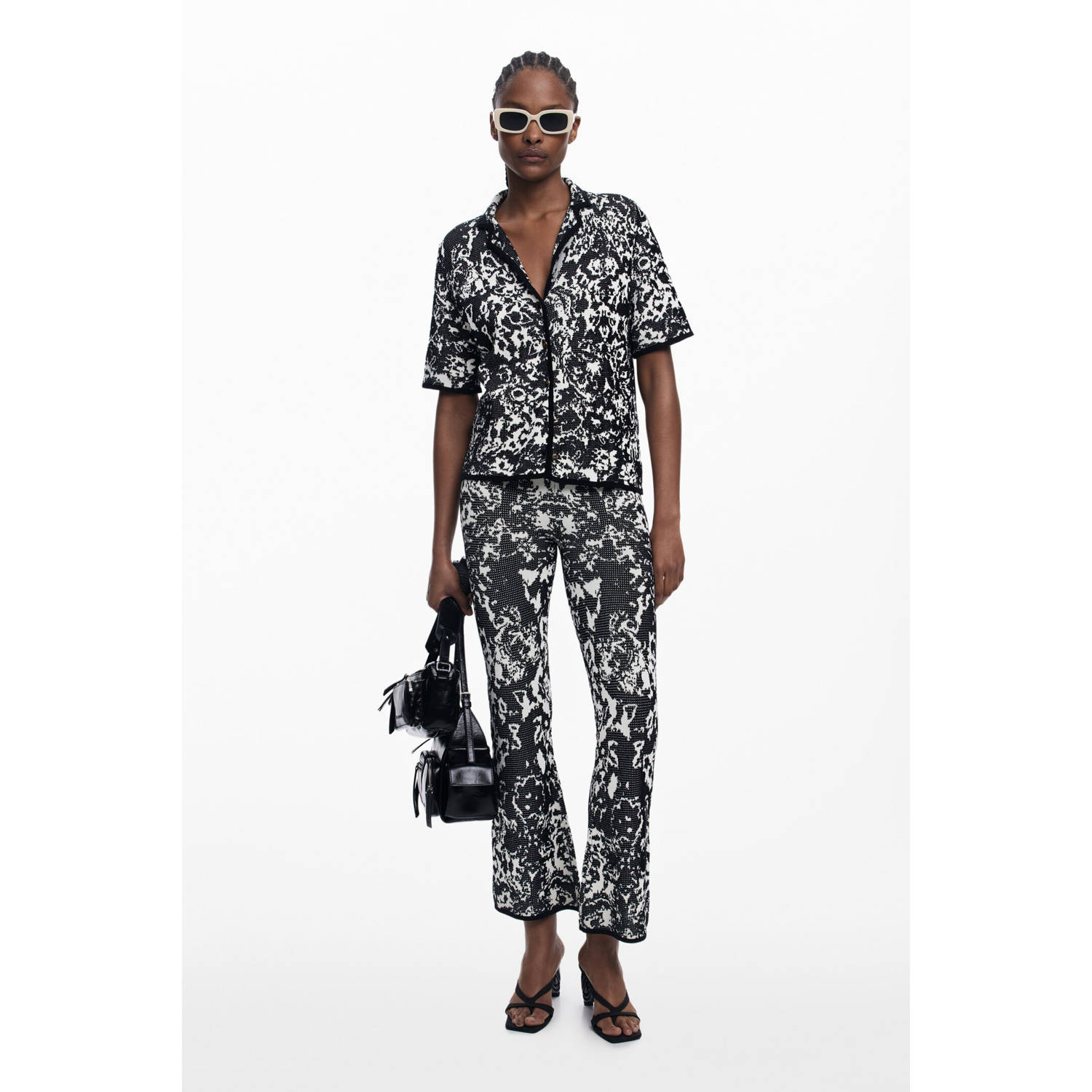 Desigual flared high waist broek zwart