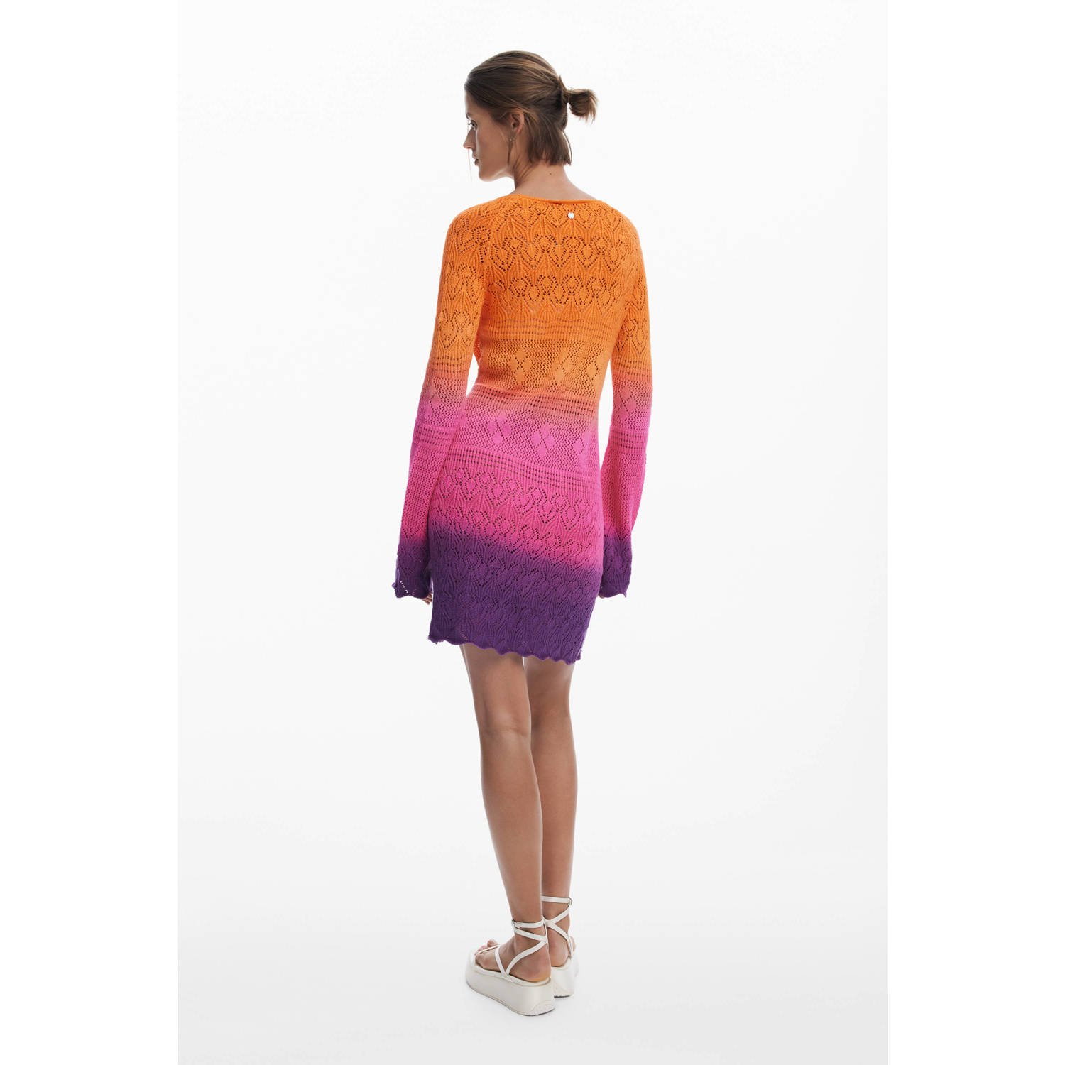 Desigual gehaakte strandjurk oranje roze paars