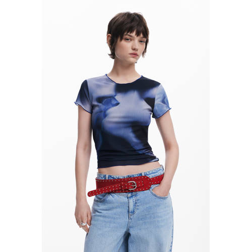 Desigual top blauw rib gebreid afbeelding