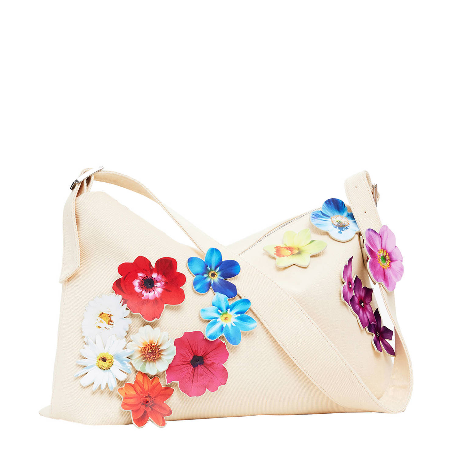 Desigual crossbody tas met bloemen beige