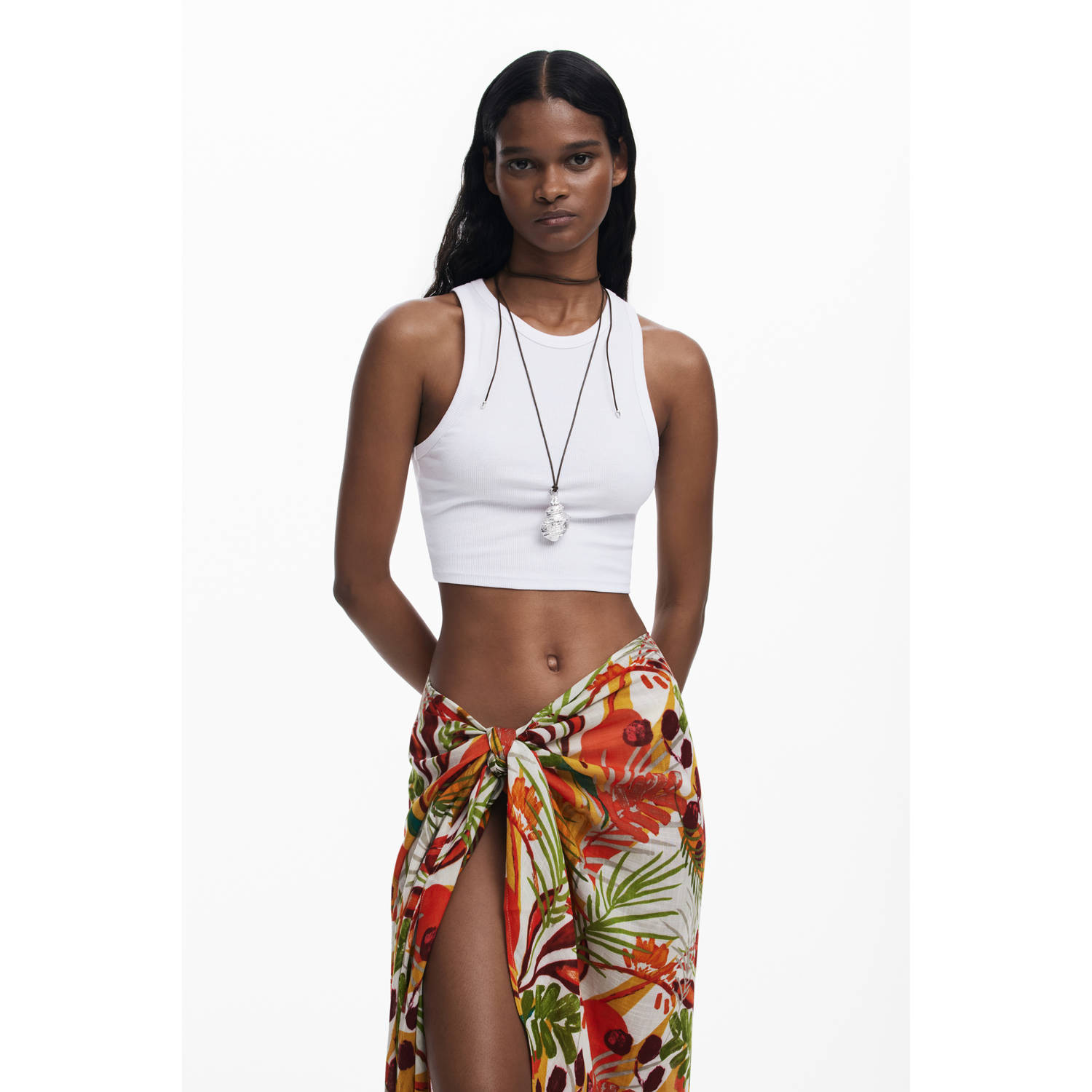 Desigual pareo ecru rood groen