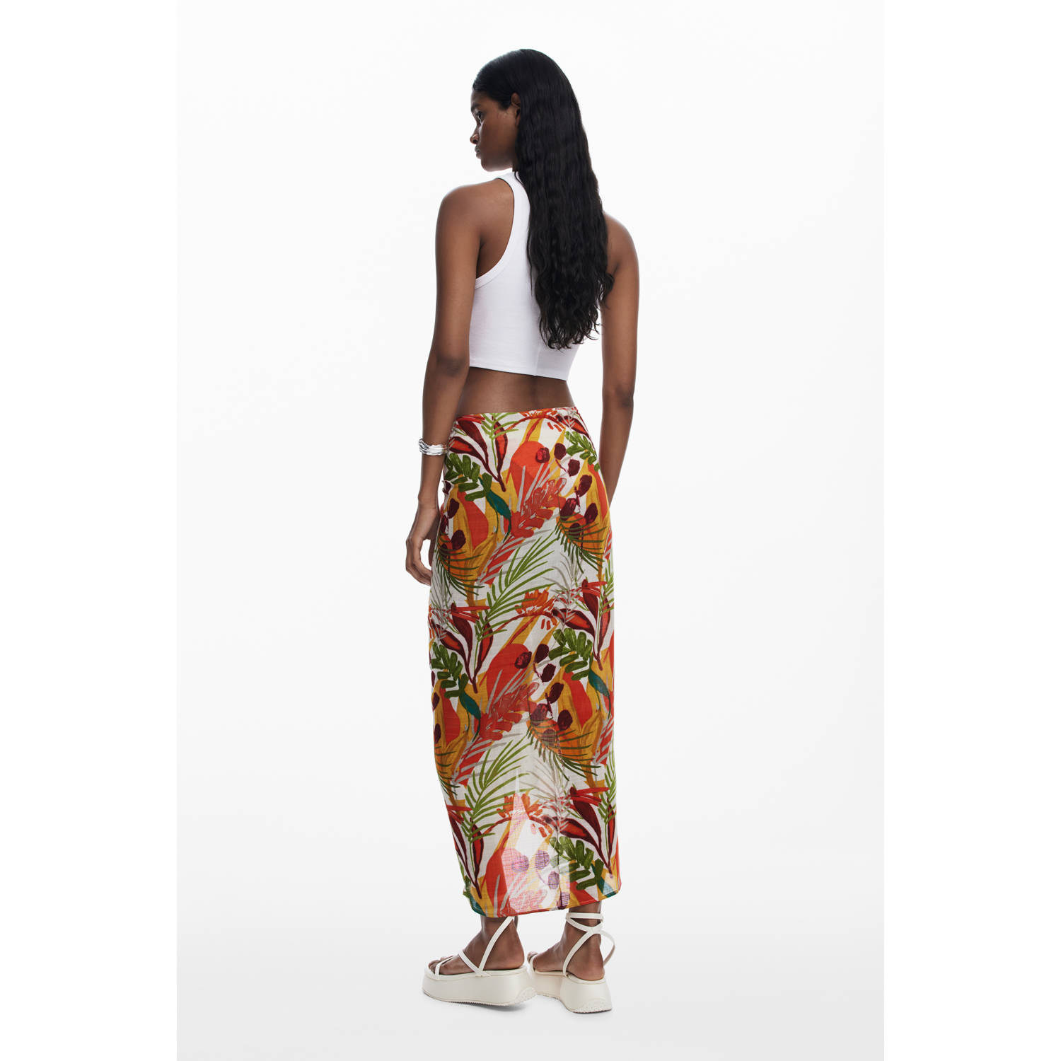 Desigual pareo ecru rood groen