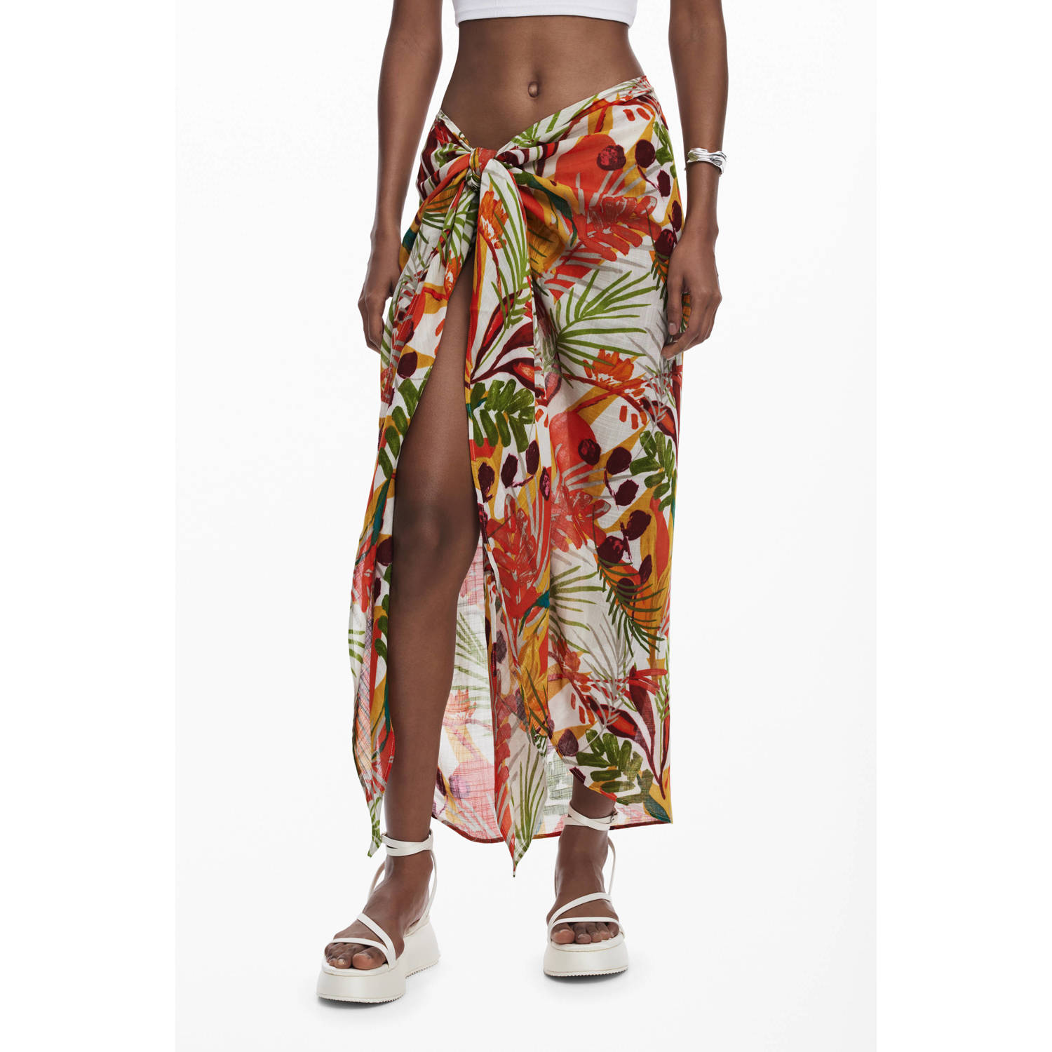 Desigual pareo ecru rood groen