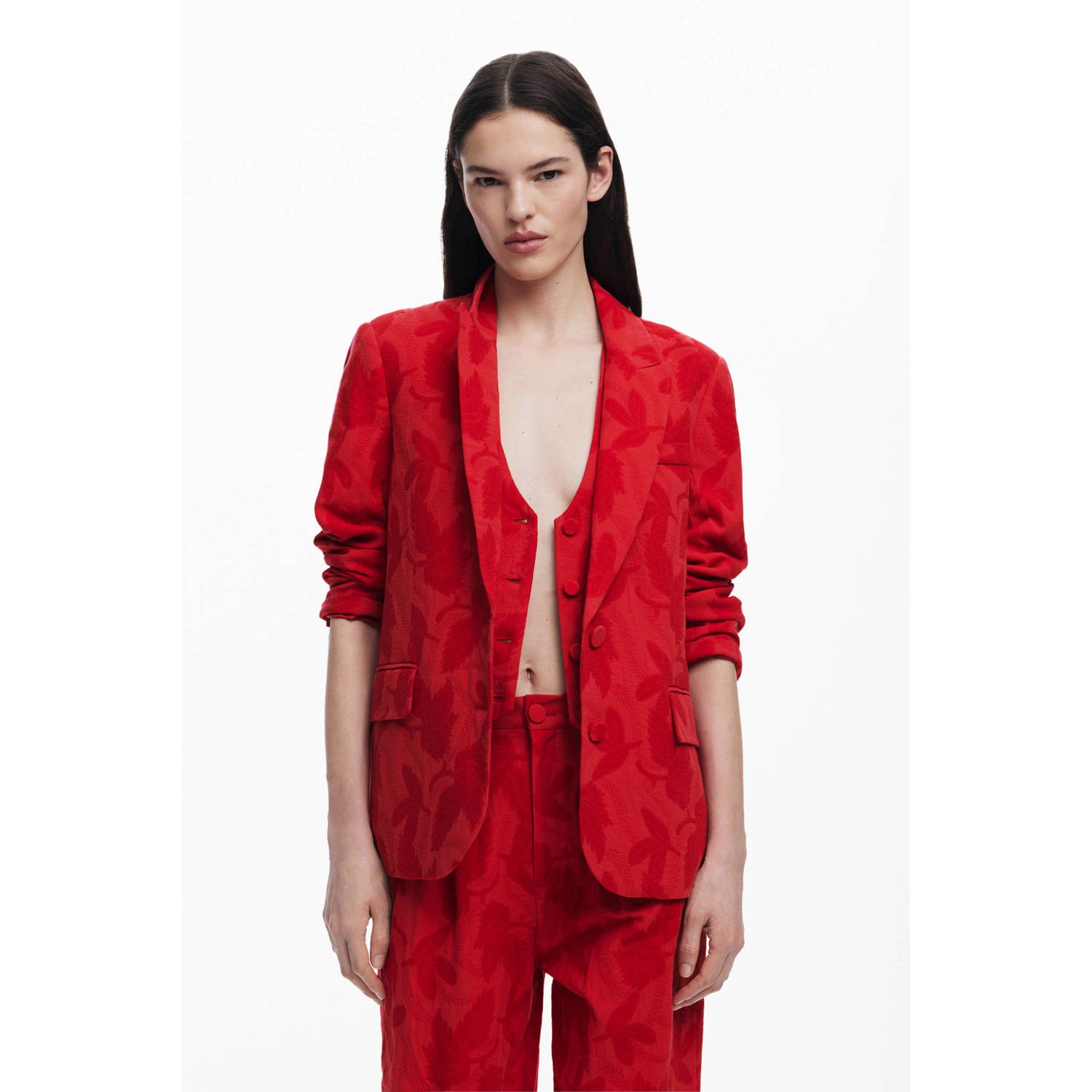 Desigual Rode Geknoopte Blazer Lente Zomer Vrouwen Red Dames