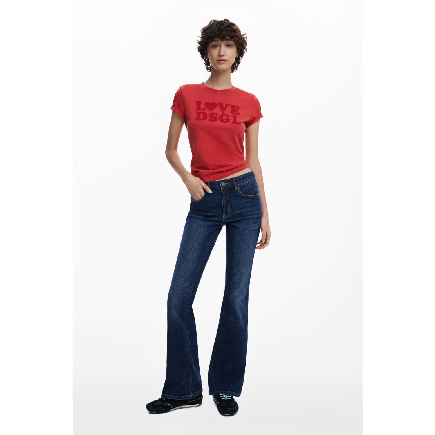 Desigual high waist flared jeans medium blue denim