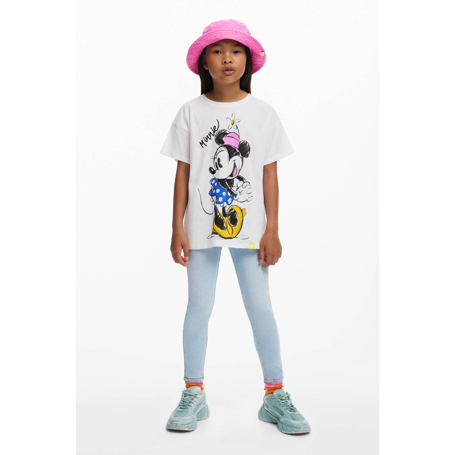 Desigual Minnie Mouse T-shirt wit met glitter