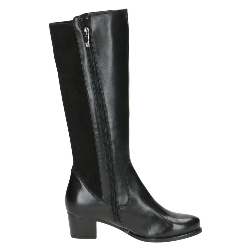 Zwarte dames Caprice Balina leren laarzen van material mix of leather and textile met ritssluiting