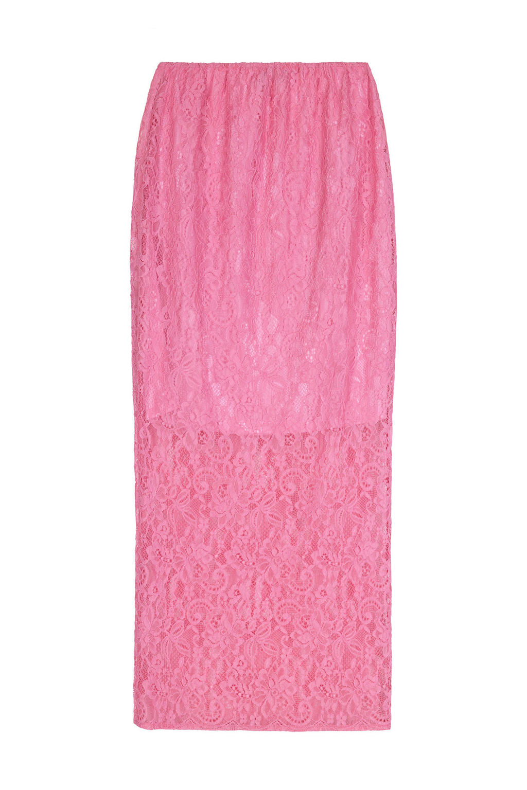 Roze dames Ydence midi rok gemaakt van katoen en met elastische tailleband
