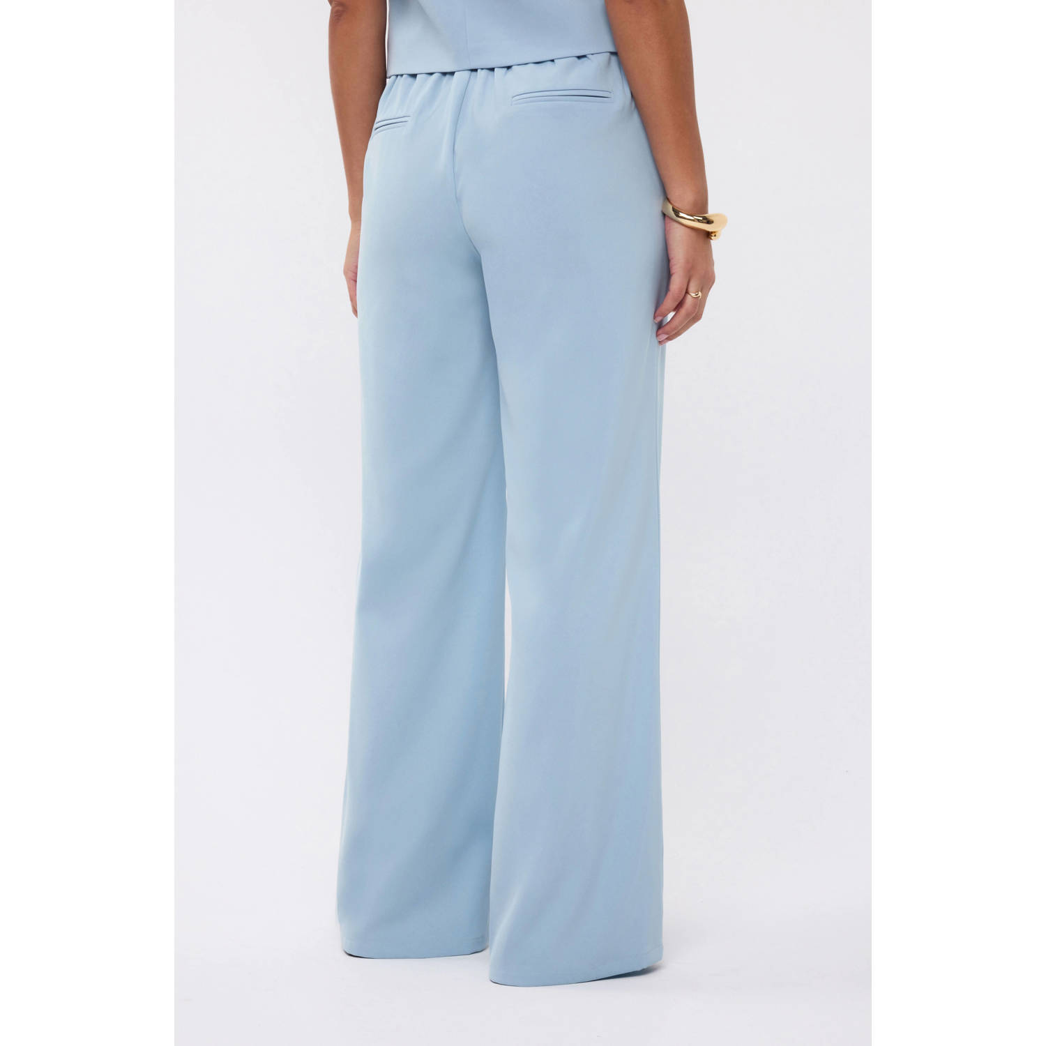 Ydence wide leg regular waist tall pantalon lichtblauw