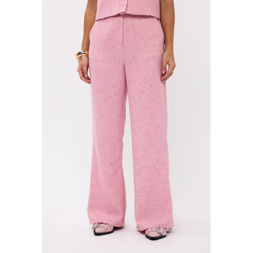Ydence wide leg regular waist broek roze afbeelding