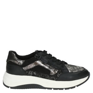 Kaia chunky leren sneakers zwart/zilver