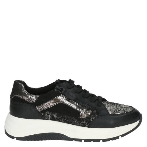 Caprice Kaia chunky leren sneakers zwart/zilver afbeelding