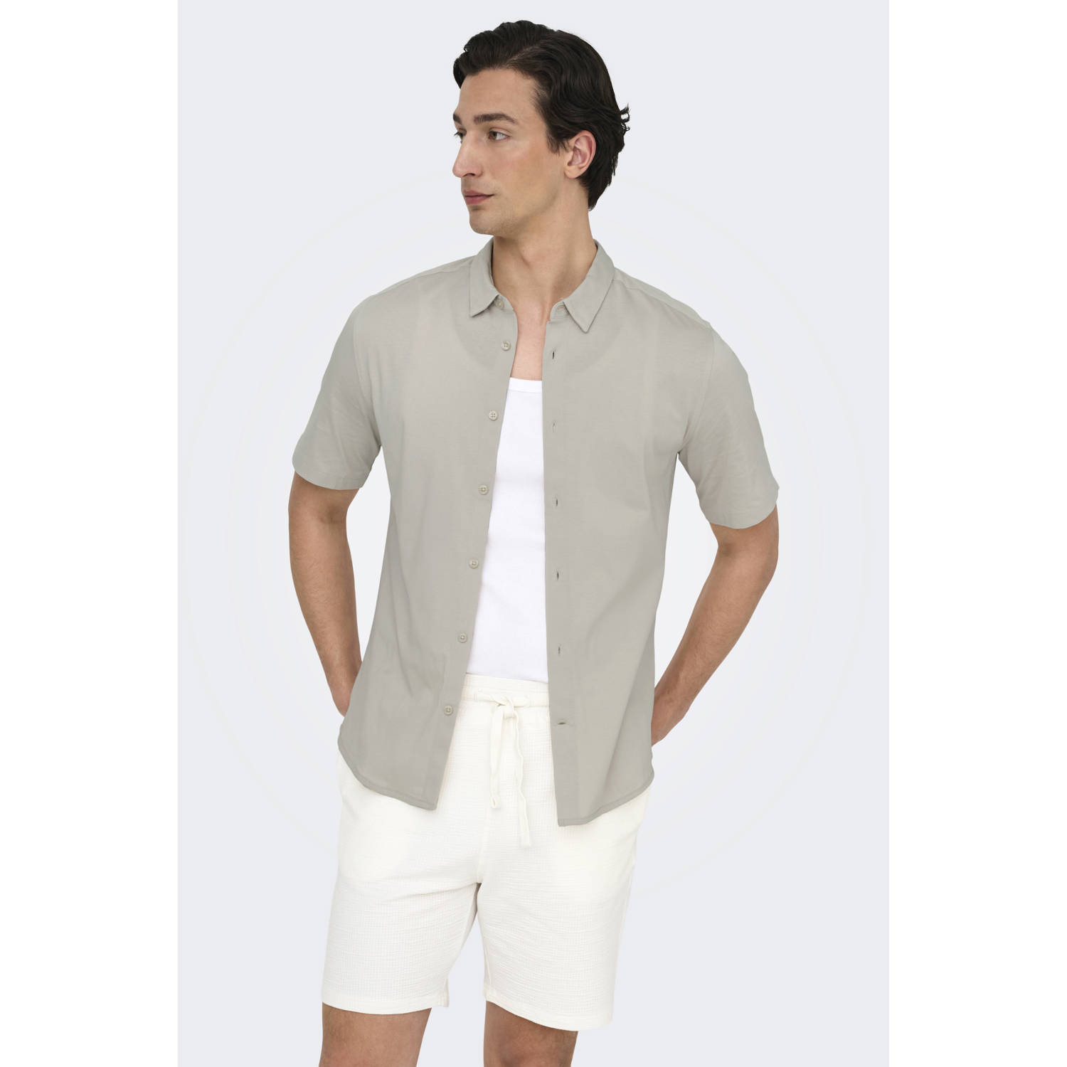 ONLY & SONS casual overhemd zand