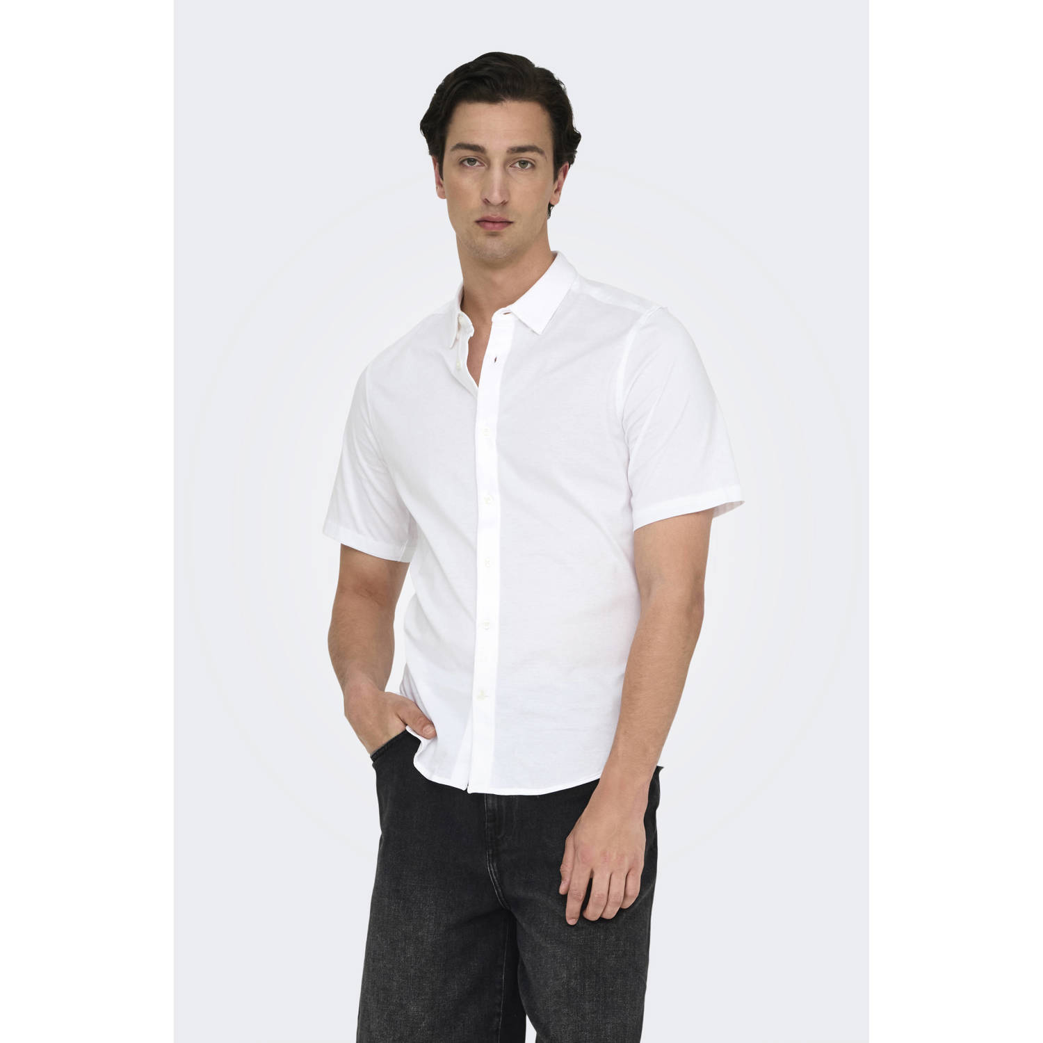 ONLY & SONS casual overhemd wit