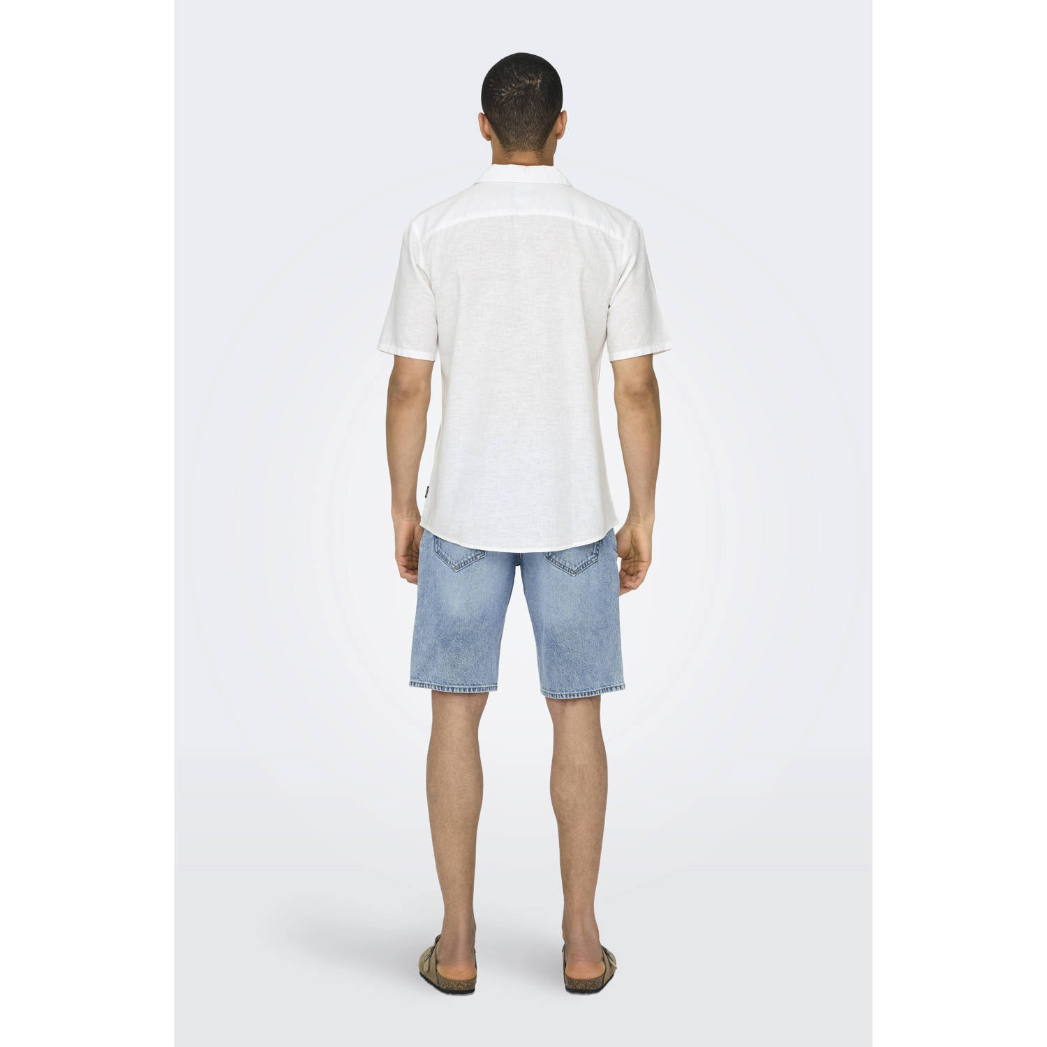 ONLY & SONS linnen casual overhemd wit
