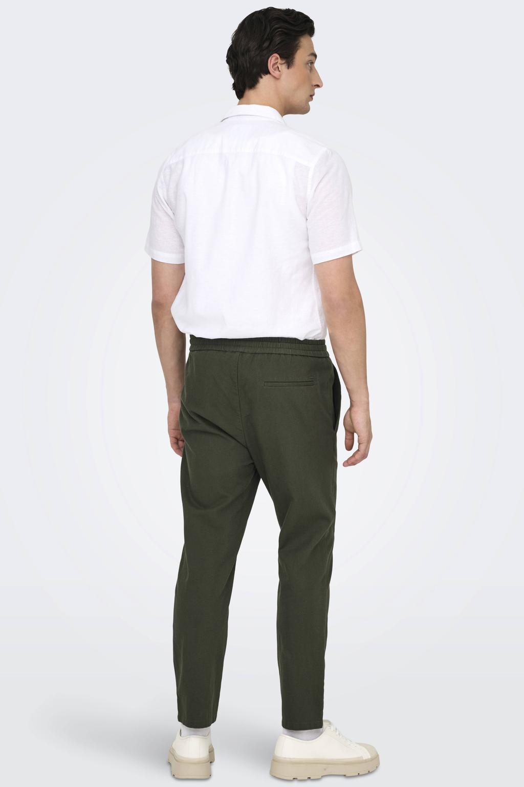 ONLY & SONS tapered fit broek ONSLINUS donkergroen
