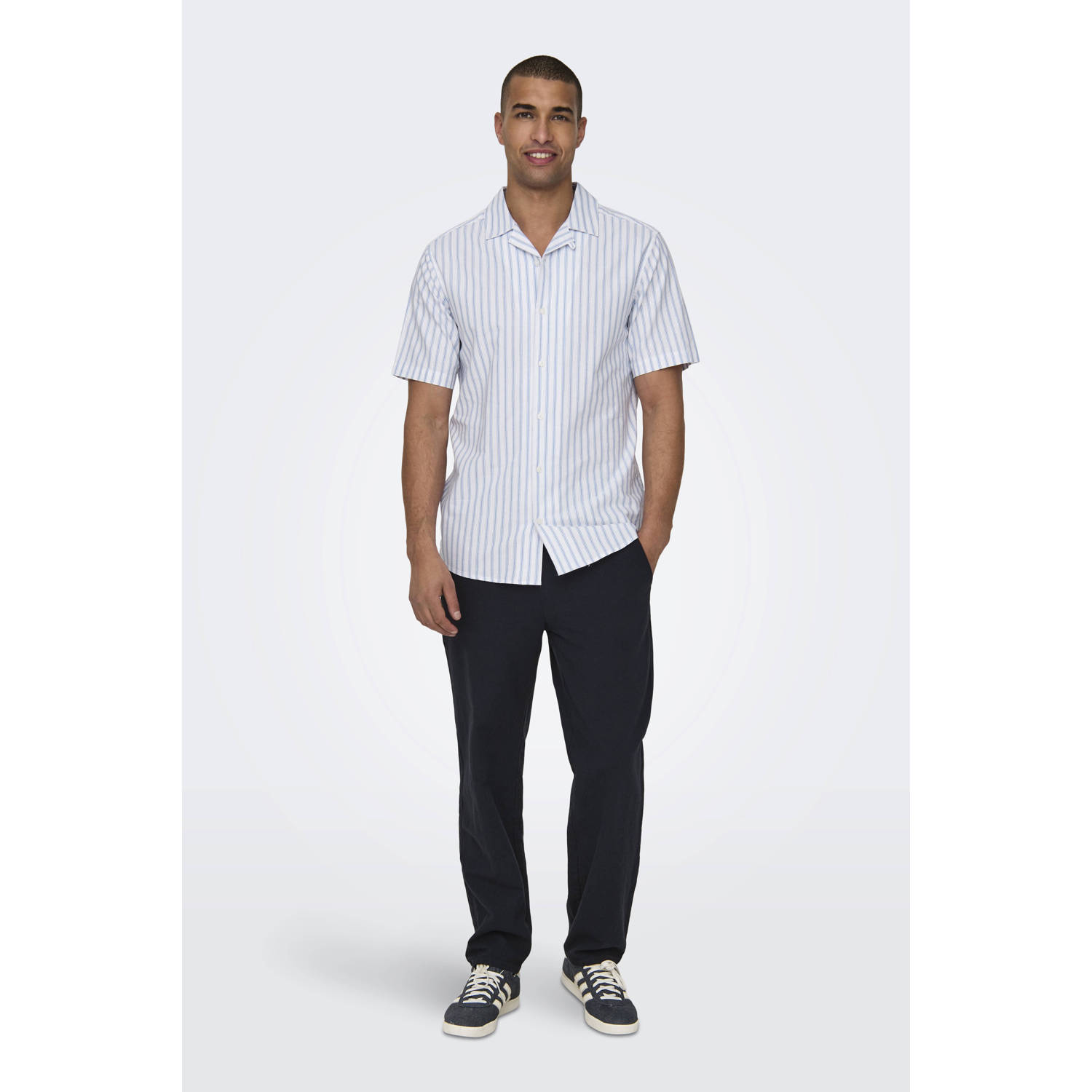 ONLY & SONS loose casual broek donkerblauw